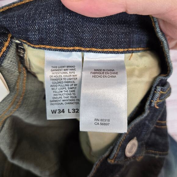 Lucky Brand Men's 121 Slim Straight Jeans 34X32 Faded Whiskered Denim Basic NWT - Picture 11 of 15